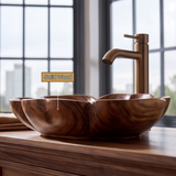 Blossora Handcrafted Solid Wood Flower Vessel Sink