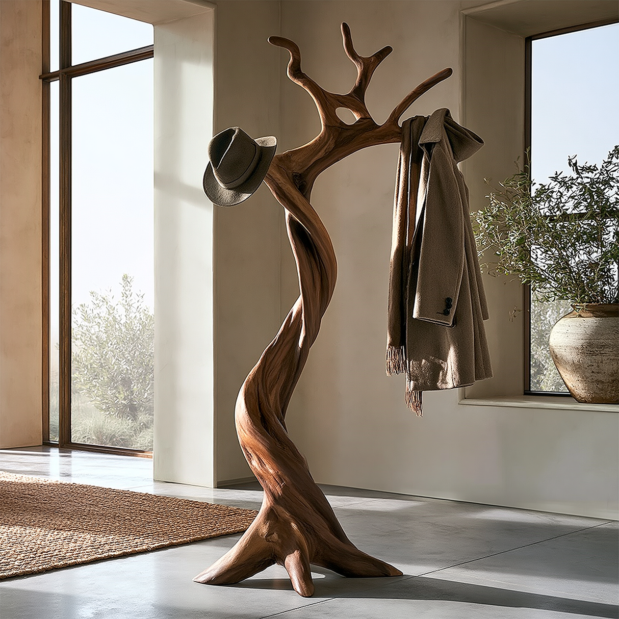 Bramblecrest Handcrafted Sculpted Solid Wood Tree Coat Rack