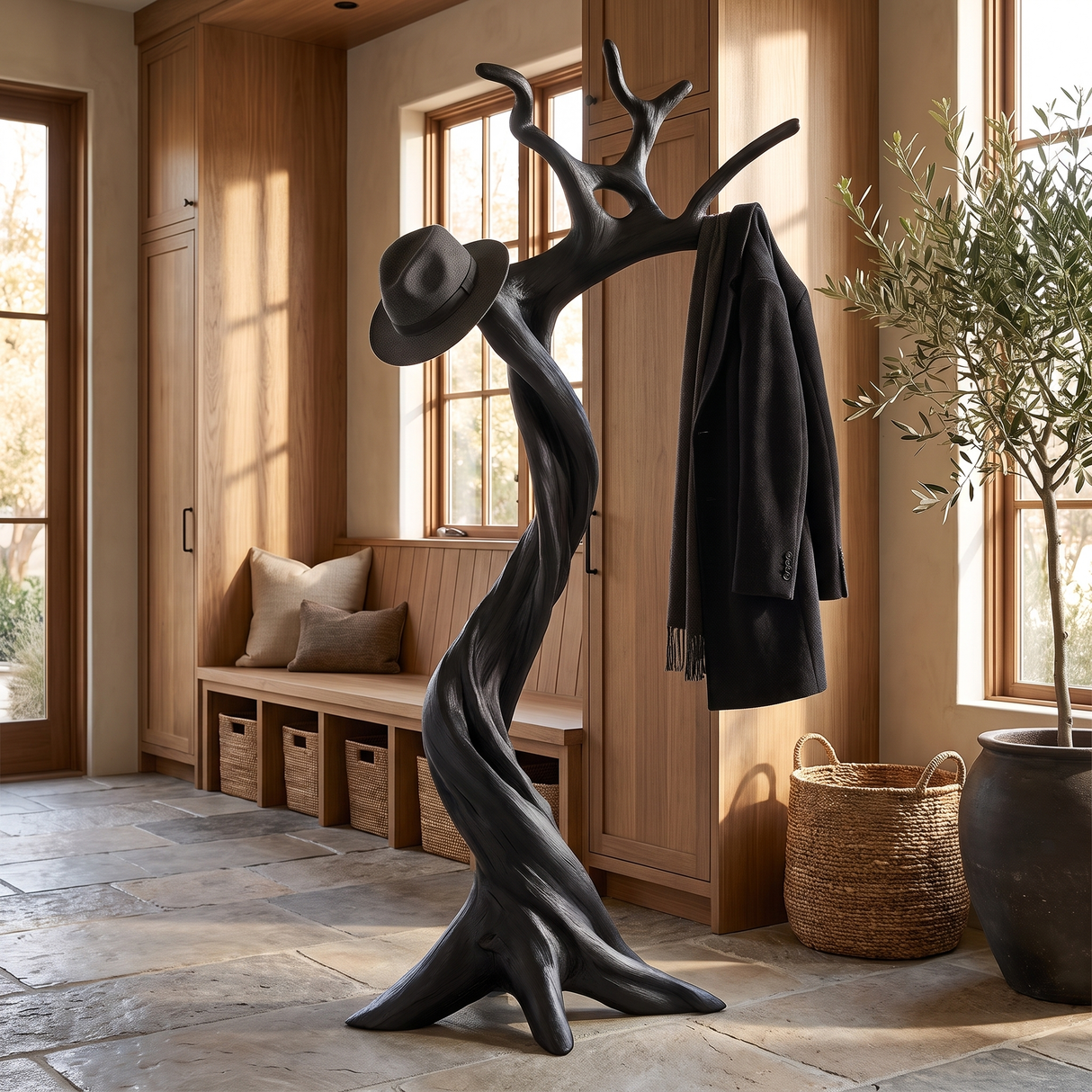 Bramblecrest Handcrafted Sculpted Solid Wood Tree Coat Rack