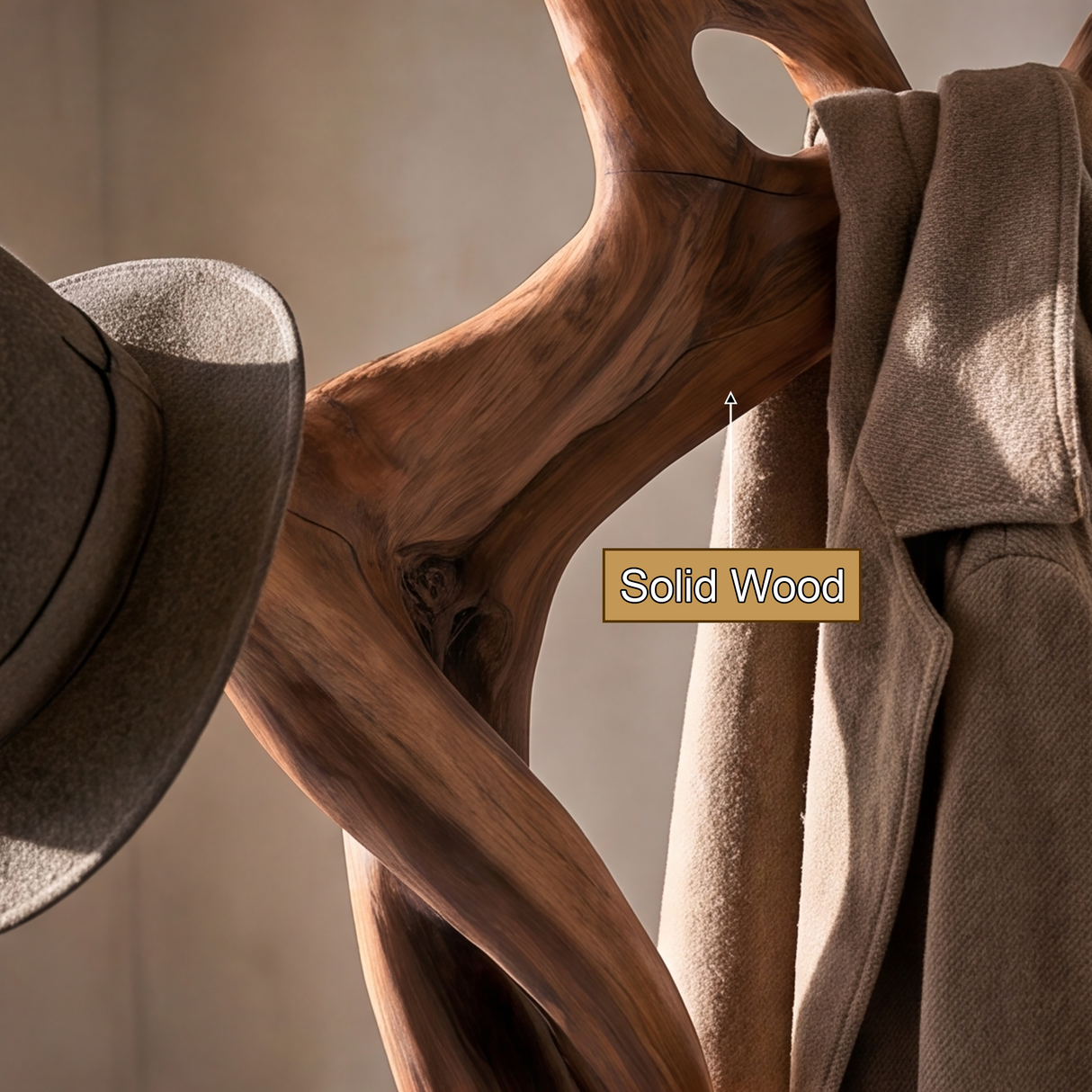Bramblecrest Handcrafted Sculpted Solid Wood Tree Coat Rack