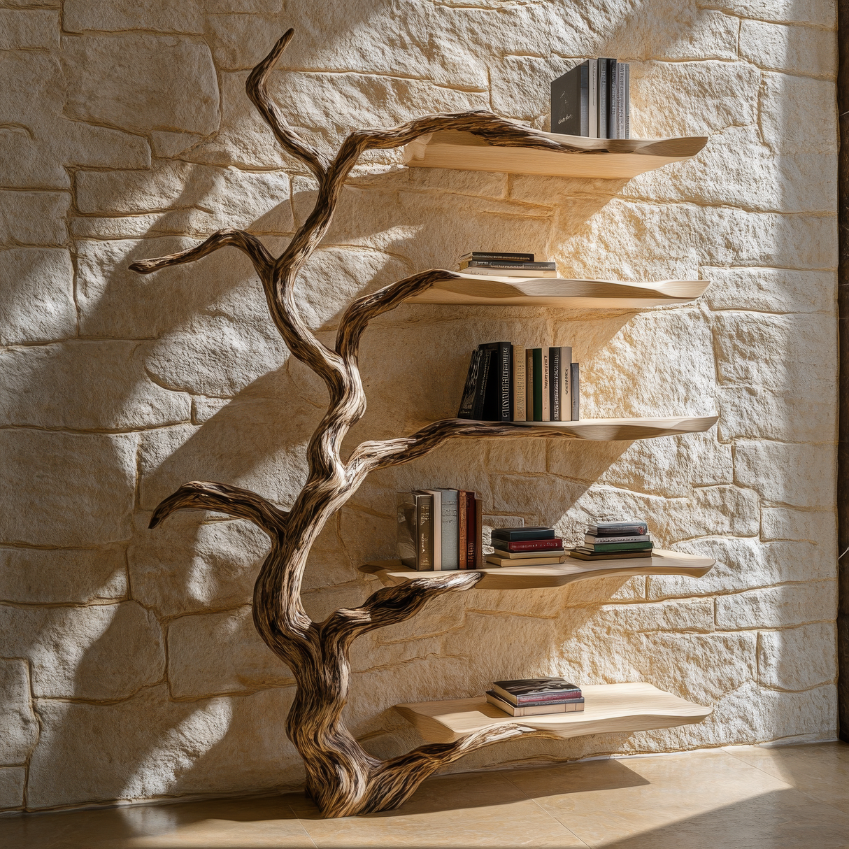 Bramblecrest Handcrafted Solid Wood Tree Bookshelf - Timberustic Tree Bookshelf