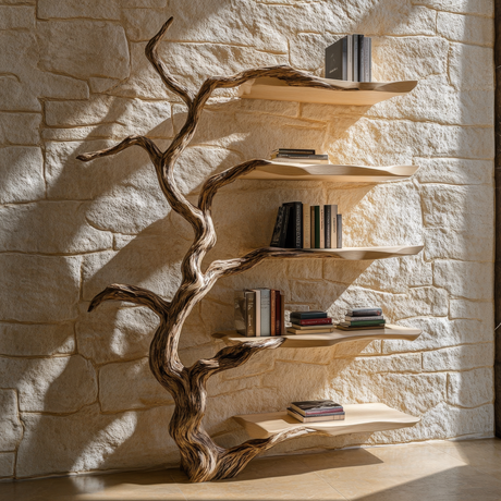 Bramblecrest Handcrafted Solid Wood Tree Bookshelf - Timberustic Tree Bookshelf