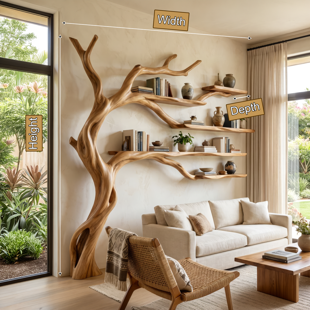 Brambleoak Handcrafted Solid Wood Tree Bookshelf