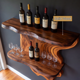 Bramblewood Live Edge Solid Wood Floating Wine Shelf SPA244750