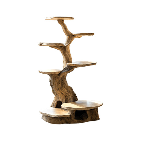 Branched Sculpted Solid Wood Tree-Inspired Cat Tree Shelf Natural Oak - Timberustic Tree-Inspired Cat Tree Shelf