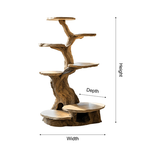 Branched Sculpted Solid Wood Tree-Inspired Cat Tree Shelf - Timberustic Tree-Inspired Cat Tree Shelf