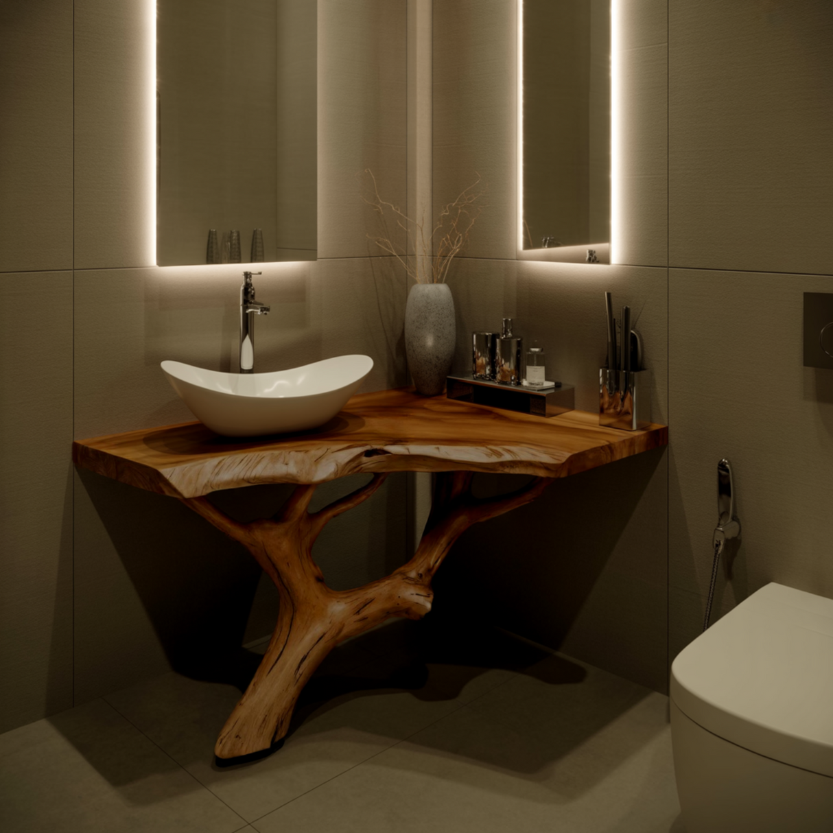 Branchflow Solid Wood Corner Bathroom Vanity