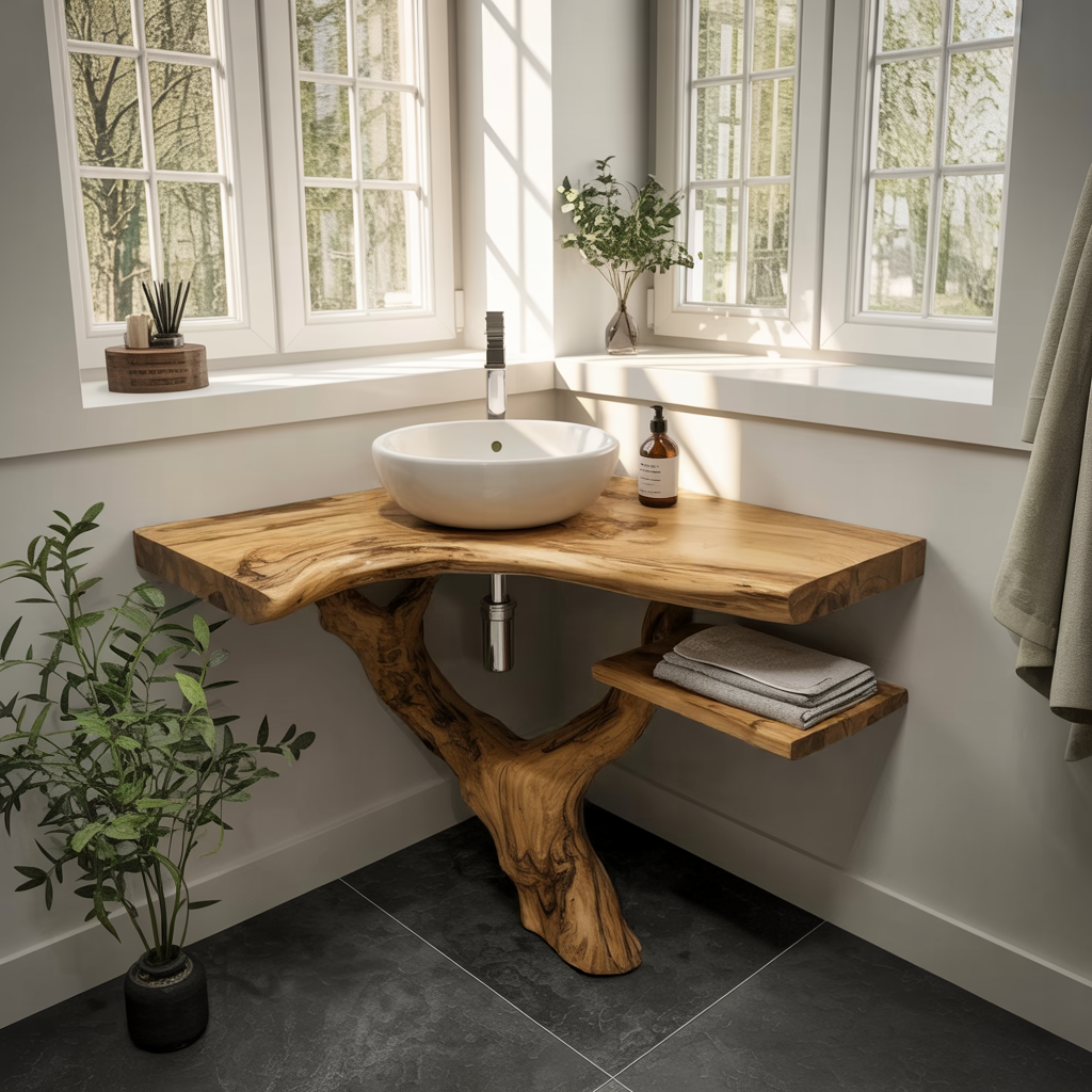 Branchform Solid Wood Corner Bathroom Vanity