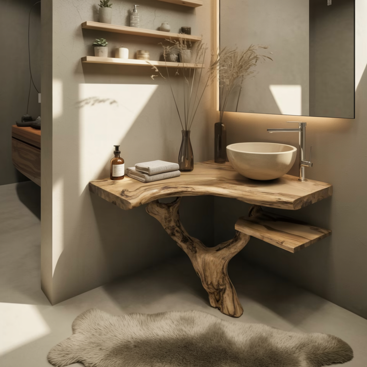 Branchform Solid Wood Corner Bathroom Vanity