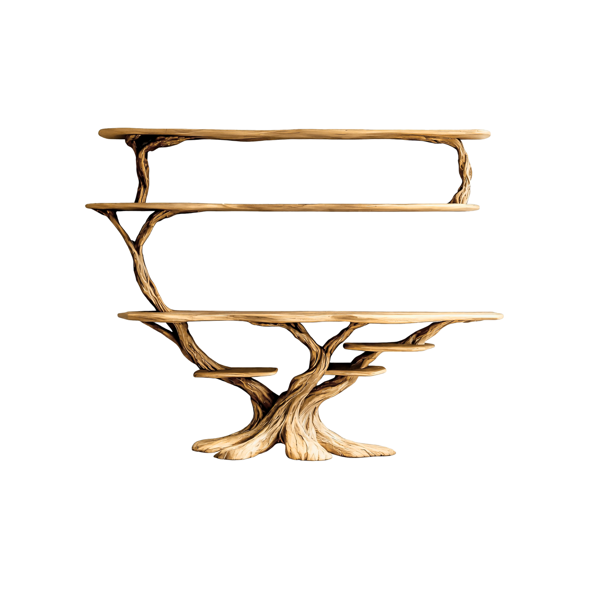 Branford Grove Solid Wood Console Table with Shelves Natural Oak - Timberustic Console Table with Shelves