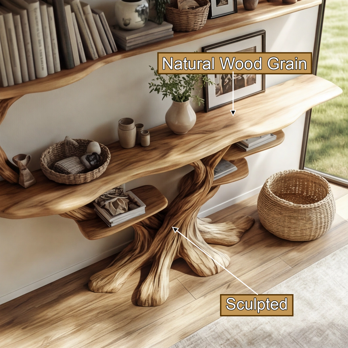 Branford Grove Solid Wood Console Table with Shelves - Timberustic Console Table with Shelves