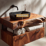 Branor Live Edge Solid Wood Floating Bathroom Vanity with Drawers - Timberustic Floating Bathroom Vanity With Drawers