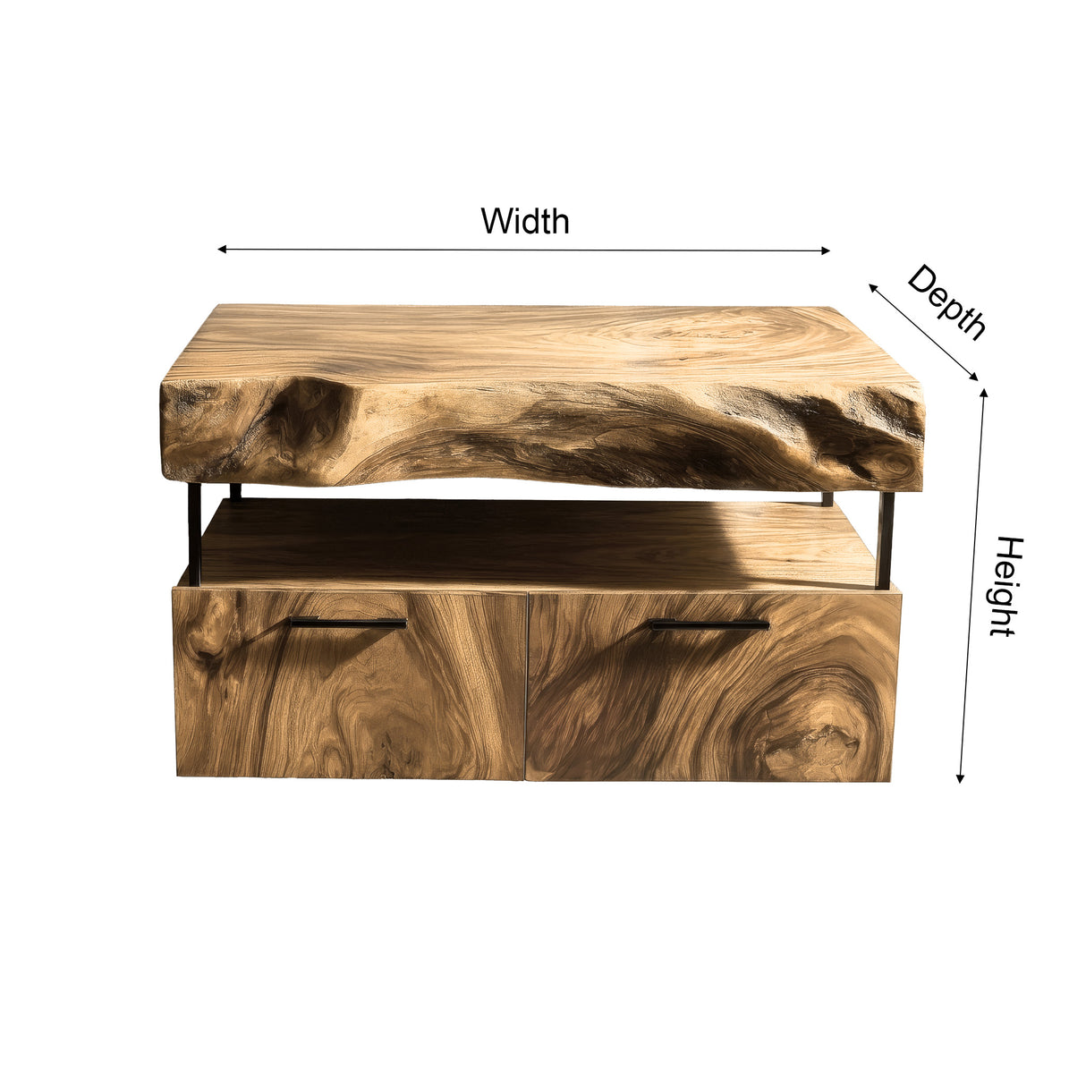 Branor Live Edge Solid Wood Floating Bathroom Vanity with Drawers - Timberustic Floating Bathroom Vanity With Drawers