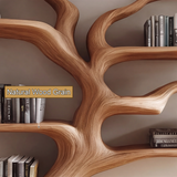 Branoris Handcrafted Sculpted Solid Wood Tree Bookshelf with Drawers SPA209513