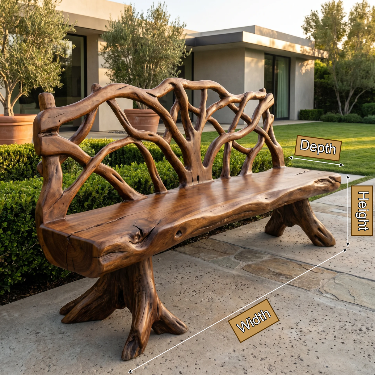 Branthor Sculpted Solid Wood Outdoor Bench - Timberustic Bench