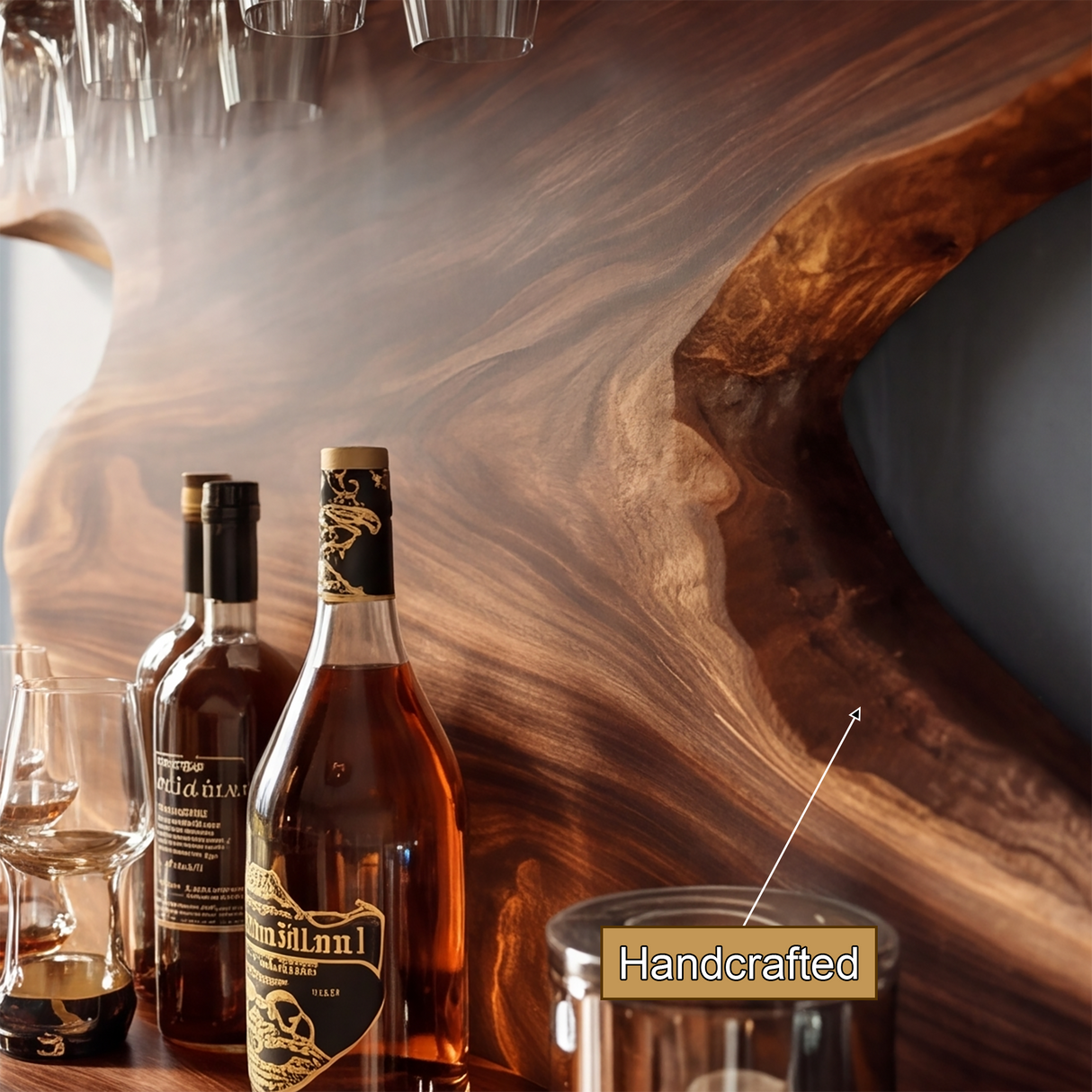 Bravanor Live Edge Handcrafted Floating Wine Shelf SPA578404 - Timberustic Floating Wine Shelf