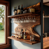 Bravanor Live Edge Handcrafted Floating Wine Shelf SPA578404 - Timberustic Floating Wine Shelf
