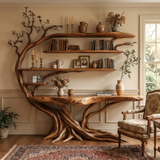 Bravik Sculpted Solid Wood Console Table with Shelves - Timberustic Console Table with Shelves