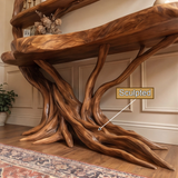 Bravik Sculpted Solid Wood Console Table with Shelves - Timberustic Console Table with Shelves
