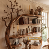 Bravik Sculpted Solid Wood Console Table with Shelves - Timberustic Console Table with Shelves