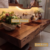 Bravion Live Edge Solid Wood Floating Bathroom Vanity with Integrated Sink SPA912538 - Timberustic Floating Bathroom Vanity with Integrated Sink