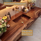 Bravion Live Edge Solid Wood Floating Bathroom Vanity with Integrated Sink SPA912538 - Timberustic Floating Bathroom Vanity with Integrated Sink
