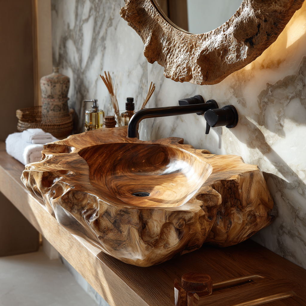 Bravion Live Edge Solid Wood Vessel Sink - Timberustic Vessel Sinks