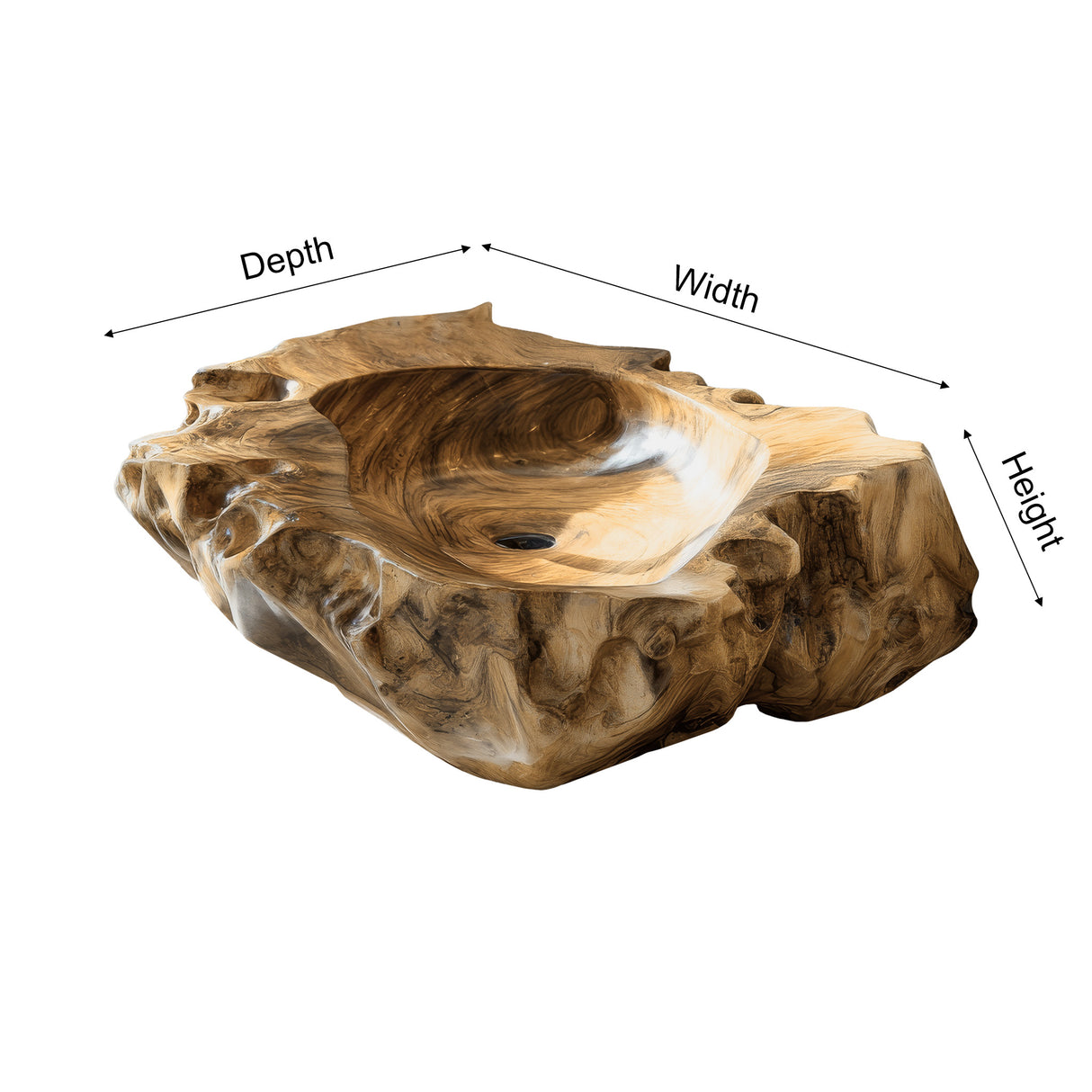Bravion Live Edge Solid Wood Vessel Sink - Timberustic Vessel Sinks