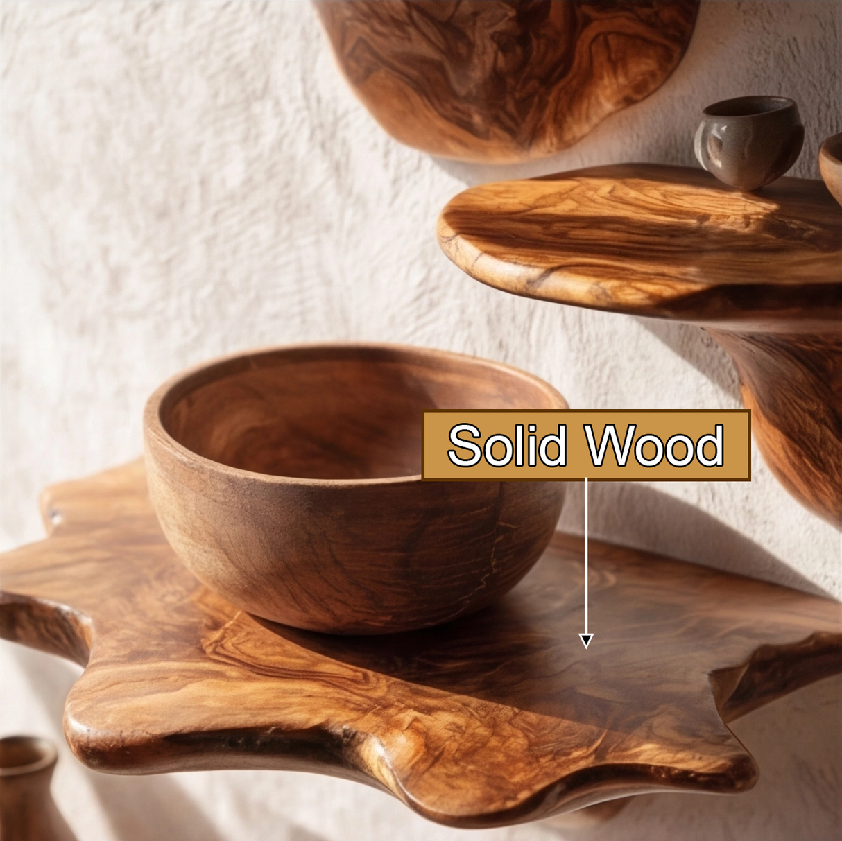 Bravion Sculpted Solid Wood Mushroom Floating Shelf SPA354332 - Timberustic Floating Shelf