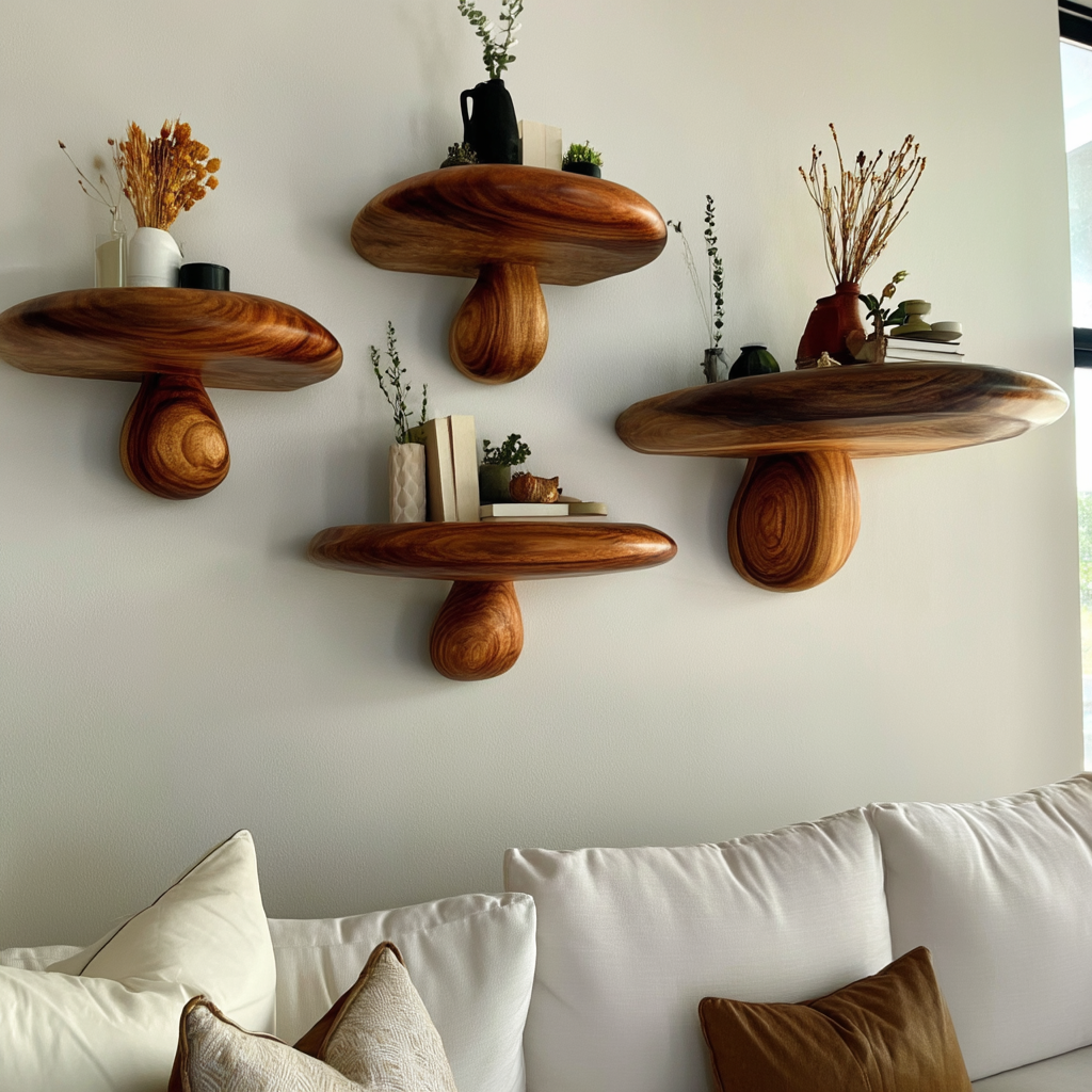 Bravon Mushroom Solid Wood Floating Shelf SPA475187 - Timberustic Floating Shelf