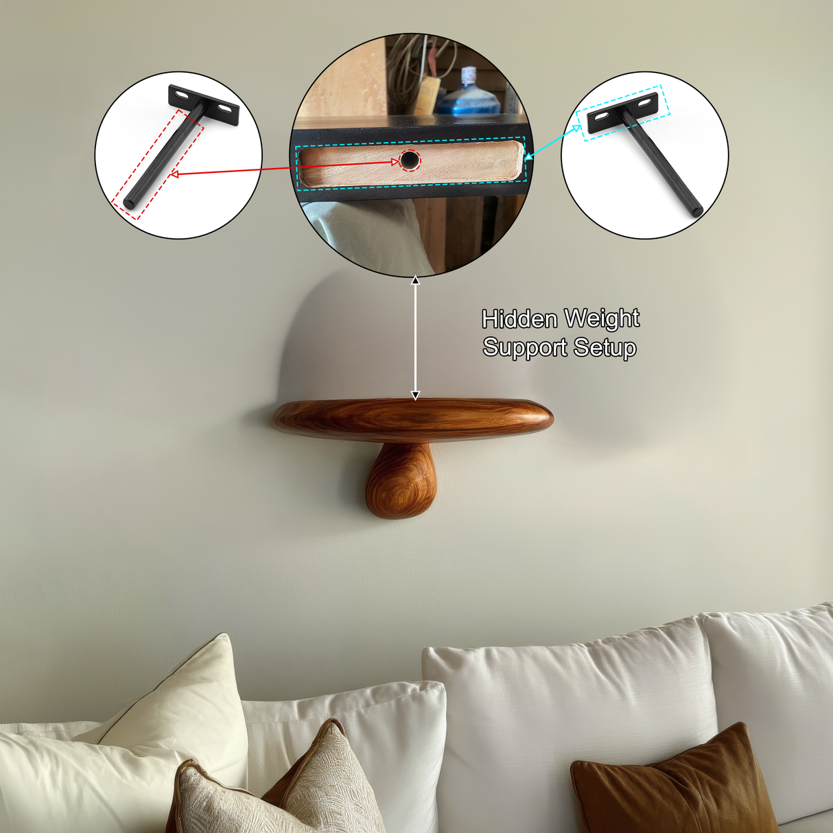 Bravon Mushroom Solid Wood Floating Shelf SPA475187 - Timberustic Floating Shelf