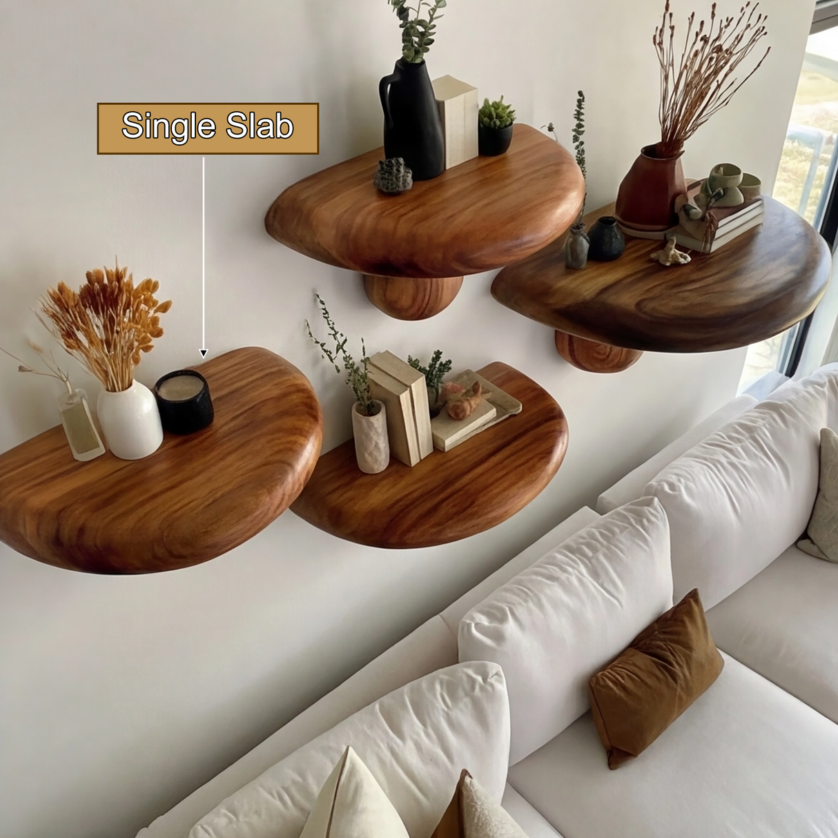 Bravon Mushroom Solid Wood Floating Shelf SPA475187 - Timberustic Floating Shelf