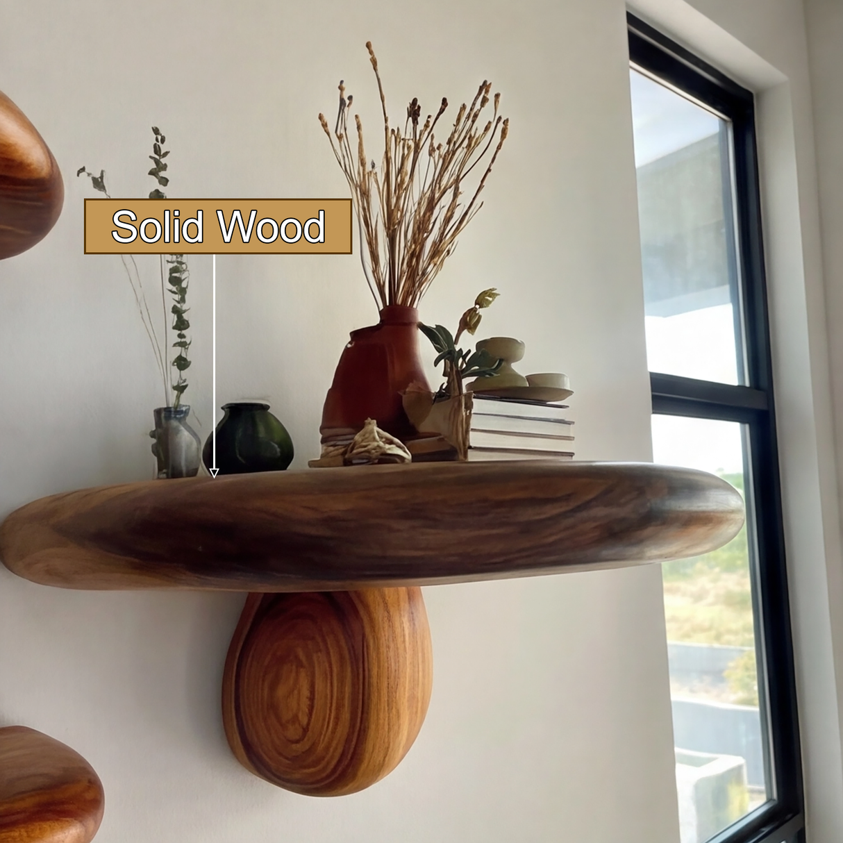 Bravon Mushroom Solid Wood Floating Shelf SPA475187 - Timberustic Floating Shelf