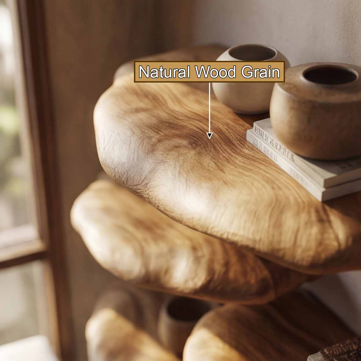 Bravorn Live Edge Solid Wood Mushroom Floating Shelf SPA294121 - Timberustic Floating Shelf