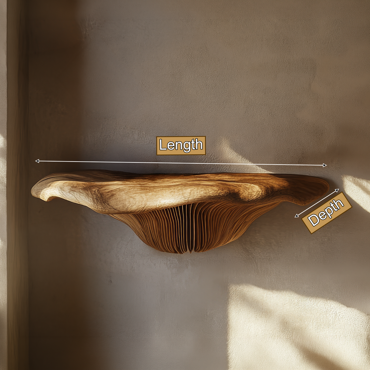 Bravorn Live Edge Solid Wood Mushroom Floating Shelf SPA294121 - Timberustic Floating Shelf