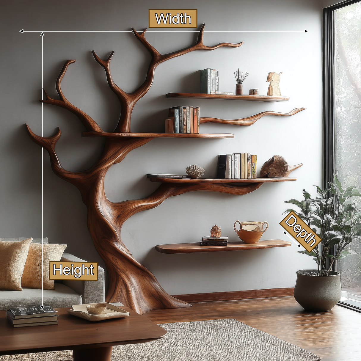 Briarcrest Handcrafted Solid Wood Tree Bookshelf - Timberustic Tree Bookshelf
