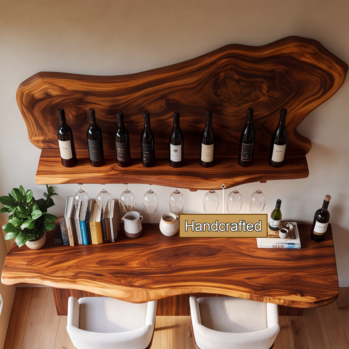 Briarcrest Live Edge Handcrafted Floating Wine Shelf SPA256536 - Timberustic Floating Wine Shelf