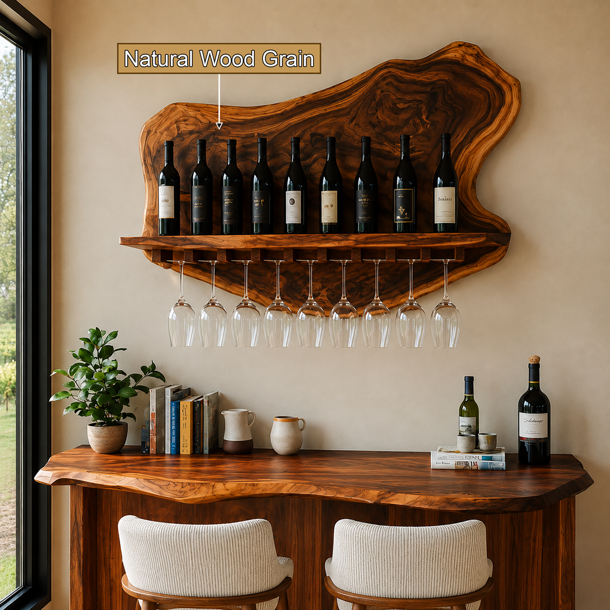 Briarcrest Live Edge Handcrafted Floating Wine Shelf SPA256536 - Timberustic Floating Wine Shelf