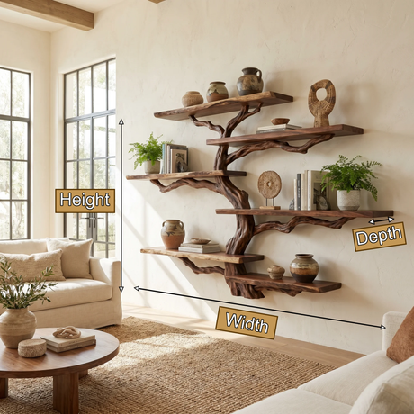 Briarhaven Handcrafted Solid Wood Floating Tree Bookshelf - Timberustic Floating Tree Bookshelf