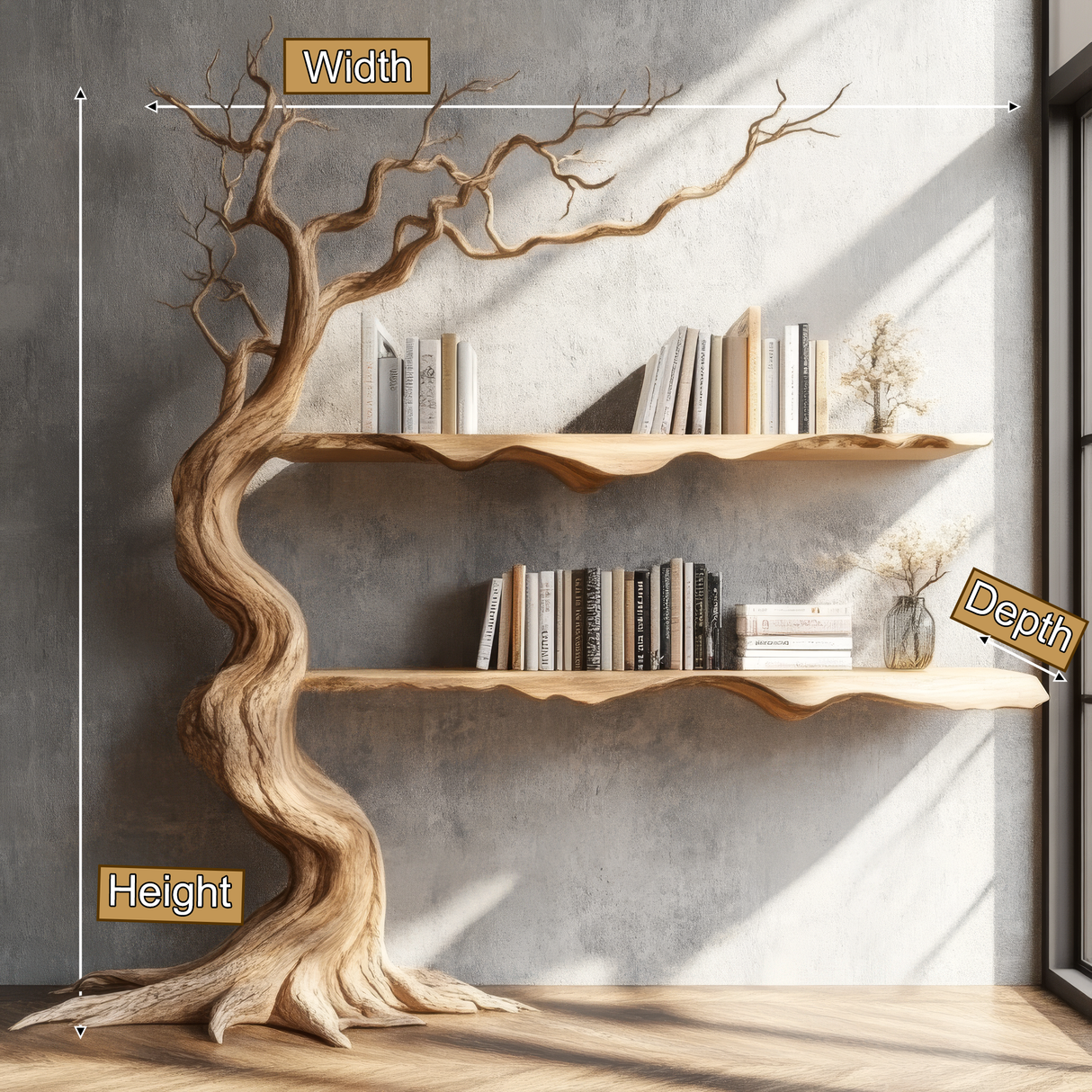 Briarhaven Handcrafted Solid Wood Tree Bookshelf