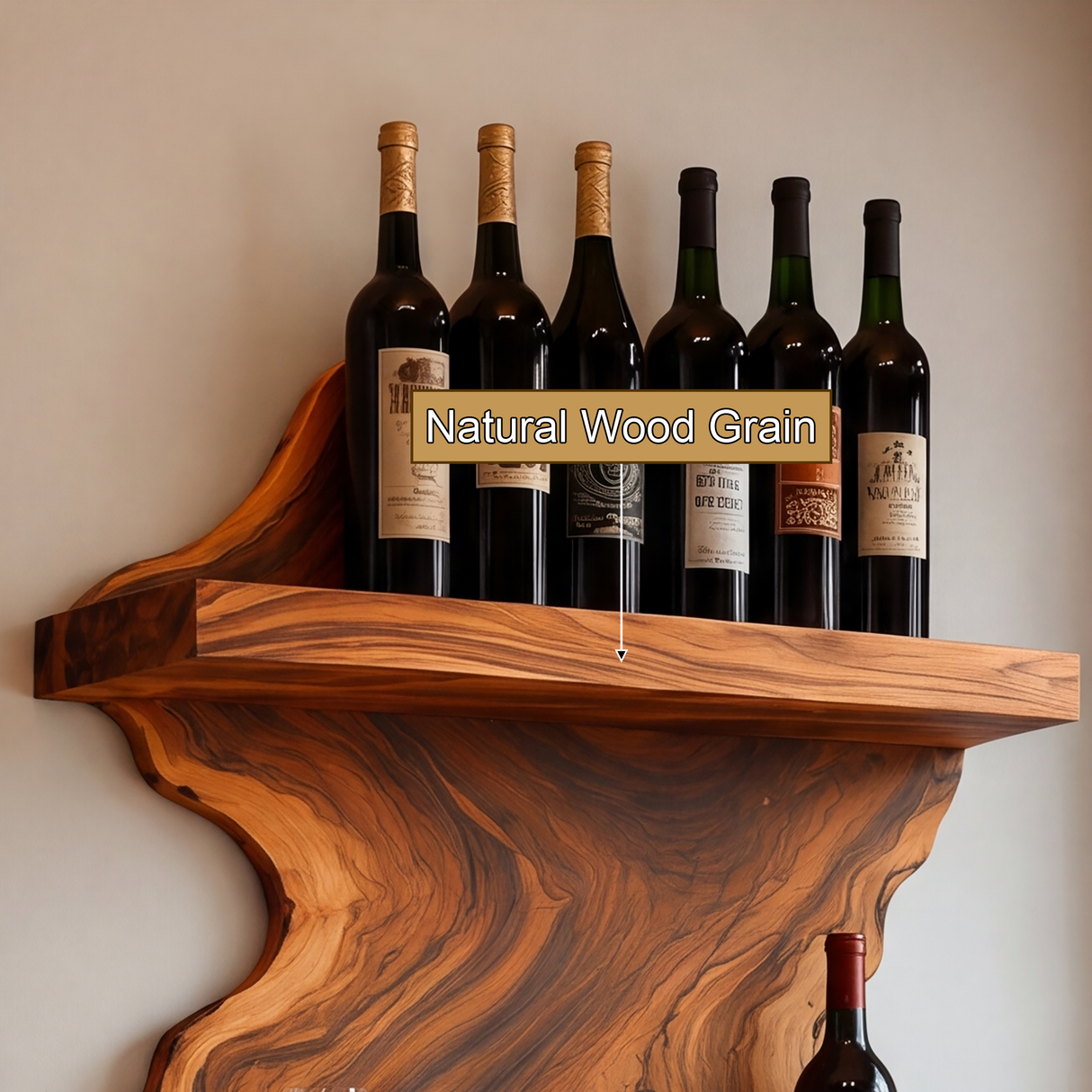 Briarhaven Live Edge Handcrafted Floating Wine Shelf SPA124541 - Timberustic Floating Wine Shelf