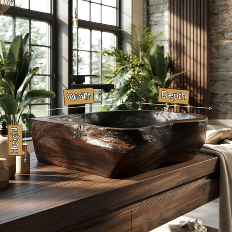 Brielle Live Edge Solid Wood Vessel Sink - Timberustic Vessel Sinks
