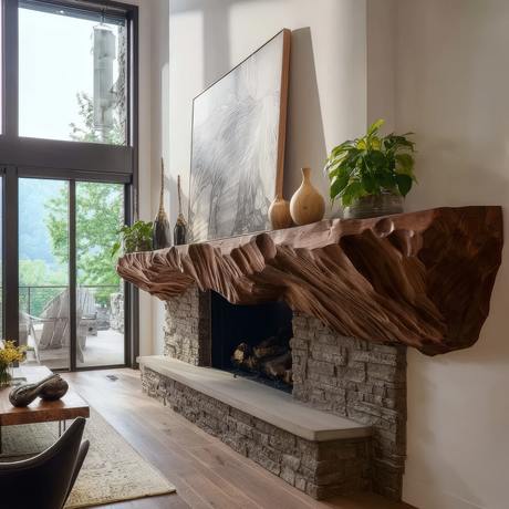 Brimor Handcrafted Sculpted Solid Wood Fireplace Mantel Shelf SPA253257 - Timberustic Fireplace Mantel Shelf