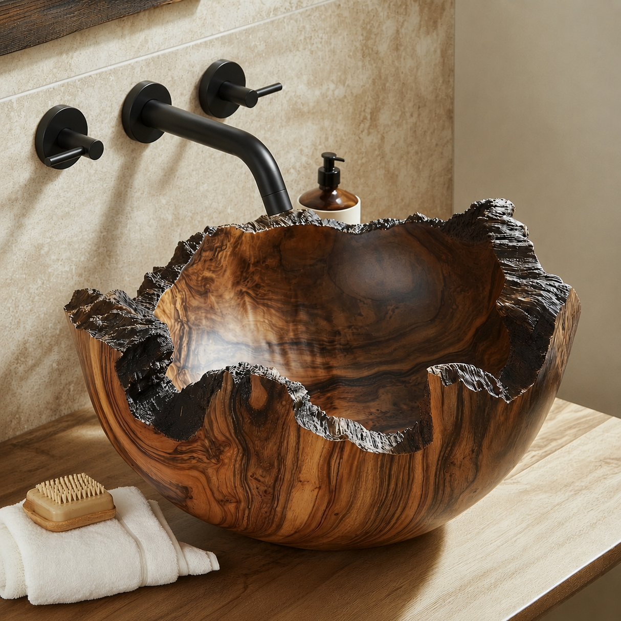 Brimroot Handcrafted Solid Wood Live Edge Vessel Sink