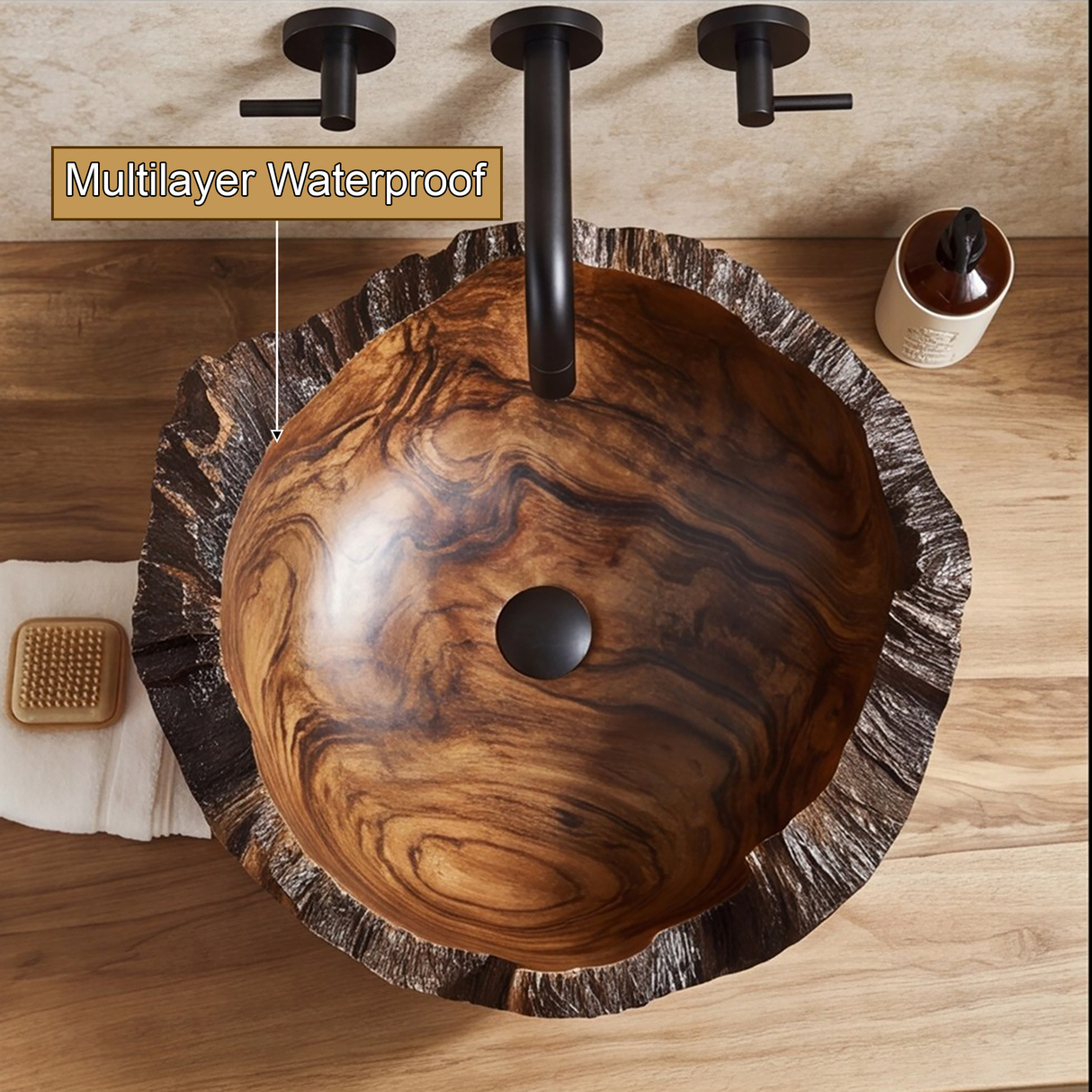 Brimroot Handcrafted Solid Wood Live Edge Vessel Sink