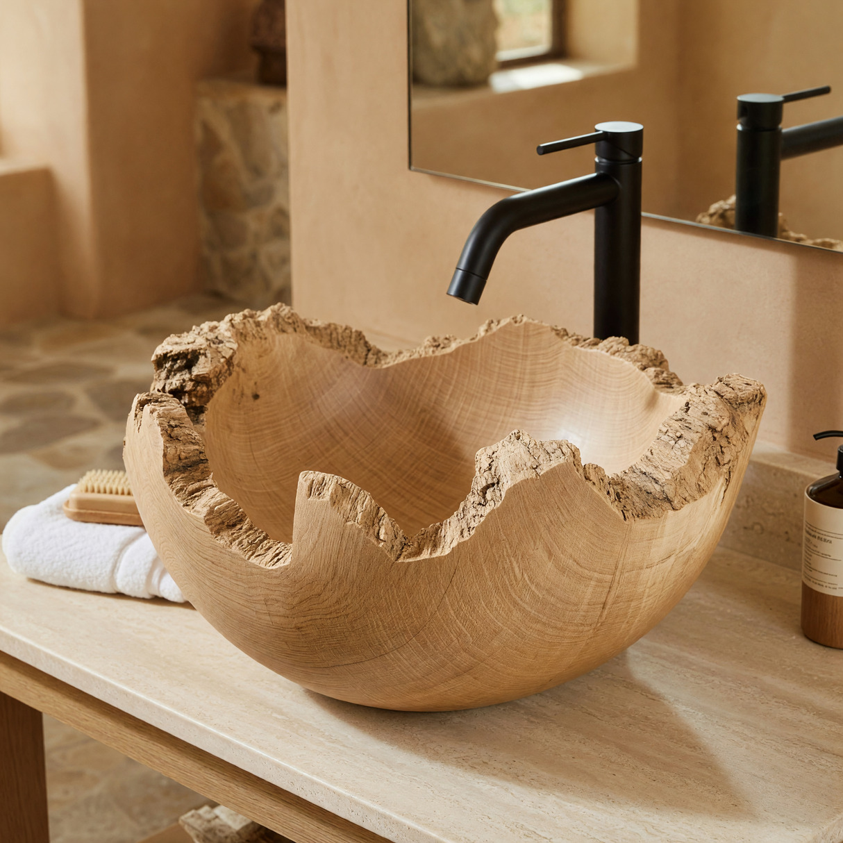 Brimroot Handcrafted Solid Wood Live Edge Vessel Sink
