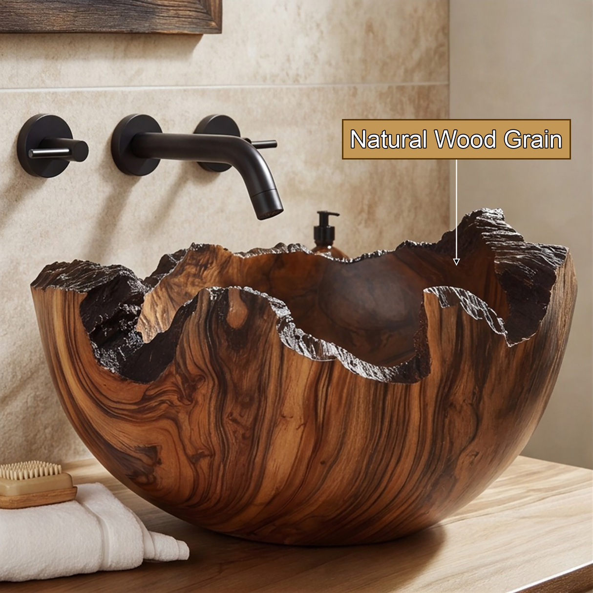 Brimroot Handcrafted Solid Wood Live Edge Vessel Sink