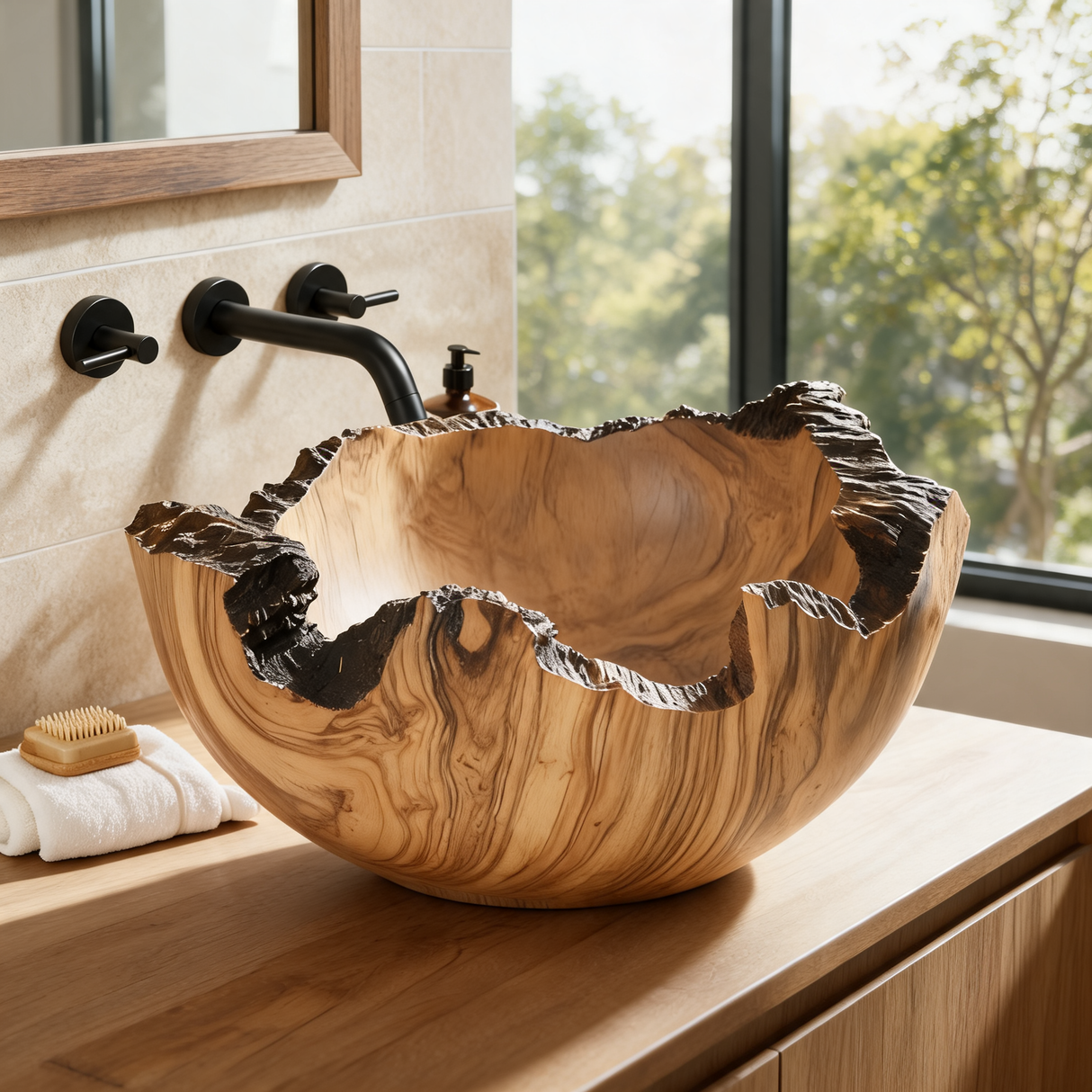 Brimroot Handcrafted Solid Wood Live Edge Vessel Sink