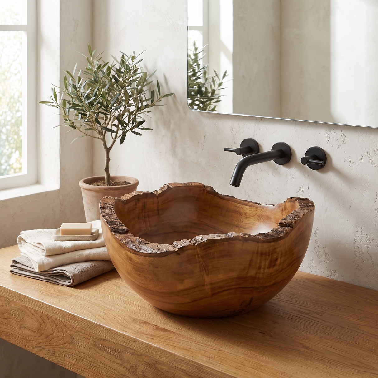 Brimroot Handcrafted Solid Wood Live Edge Vessel Sink