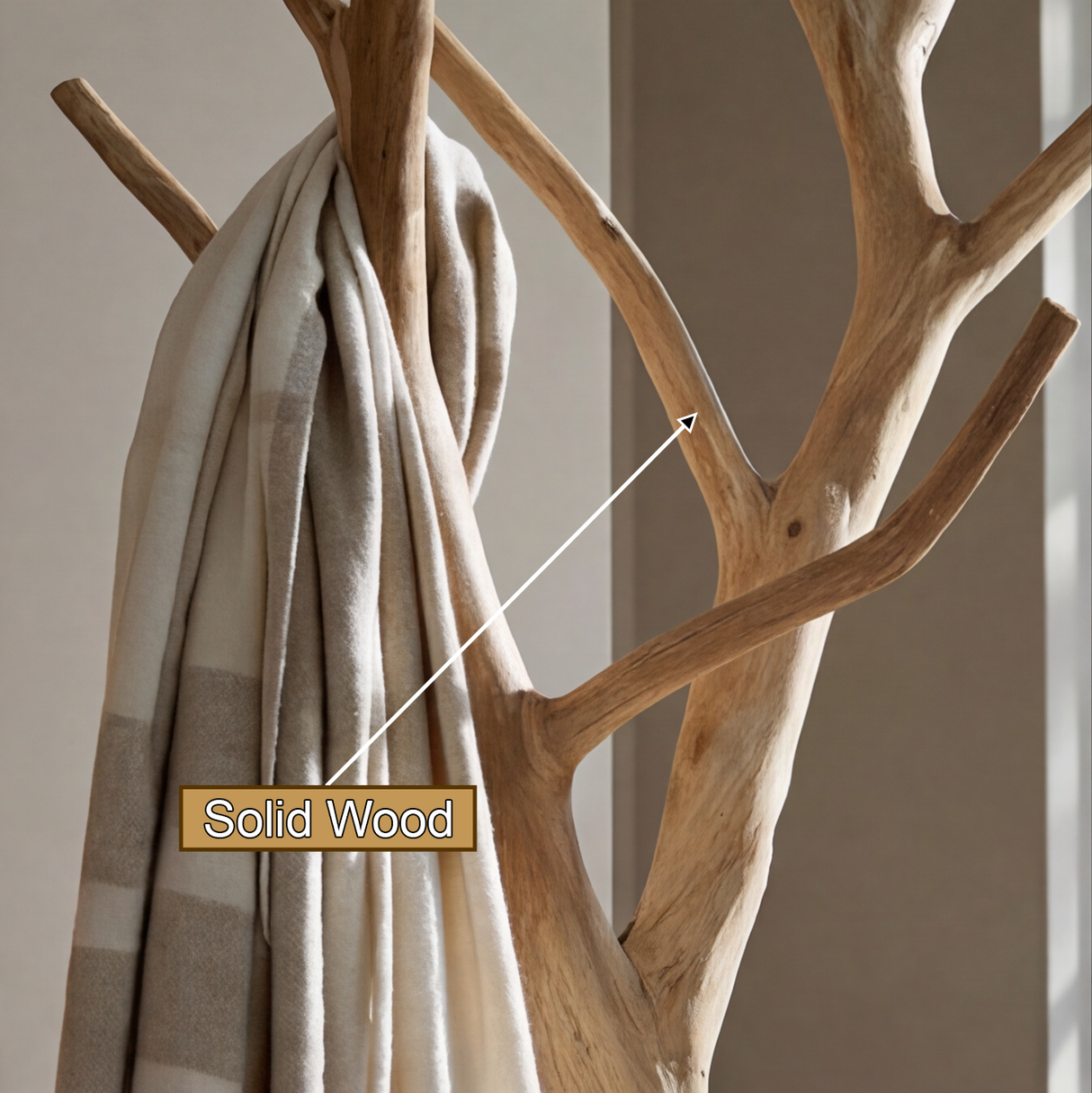 Brindleoak Sculpted Solid Wood Tree Coat Rack - Timberustic Tree Coat Rack